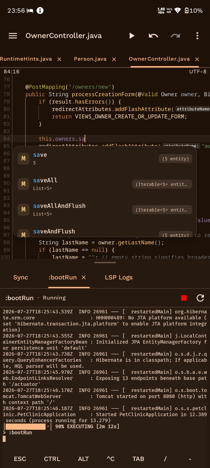 Java code completion