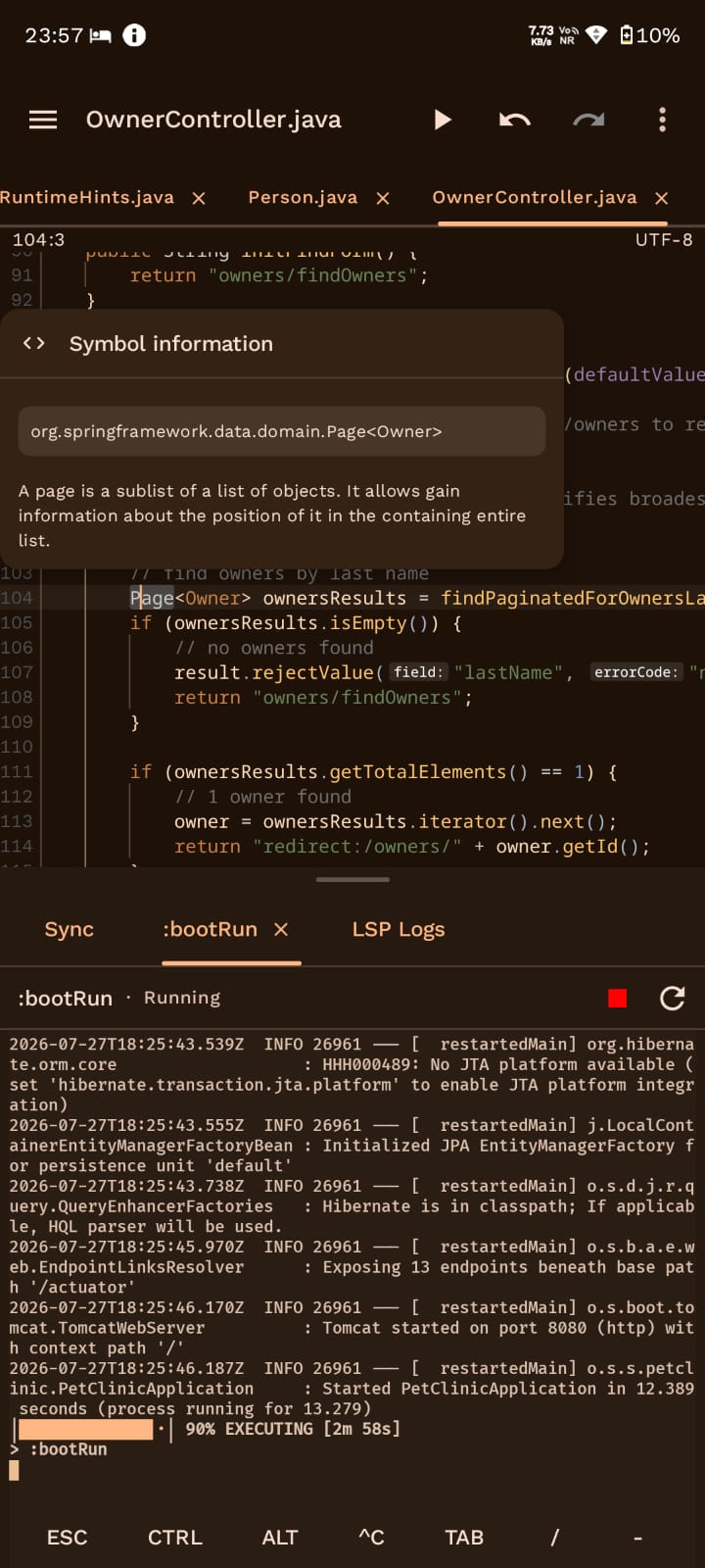 Java symbol information