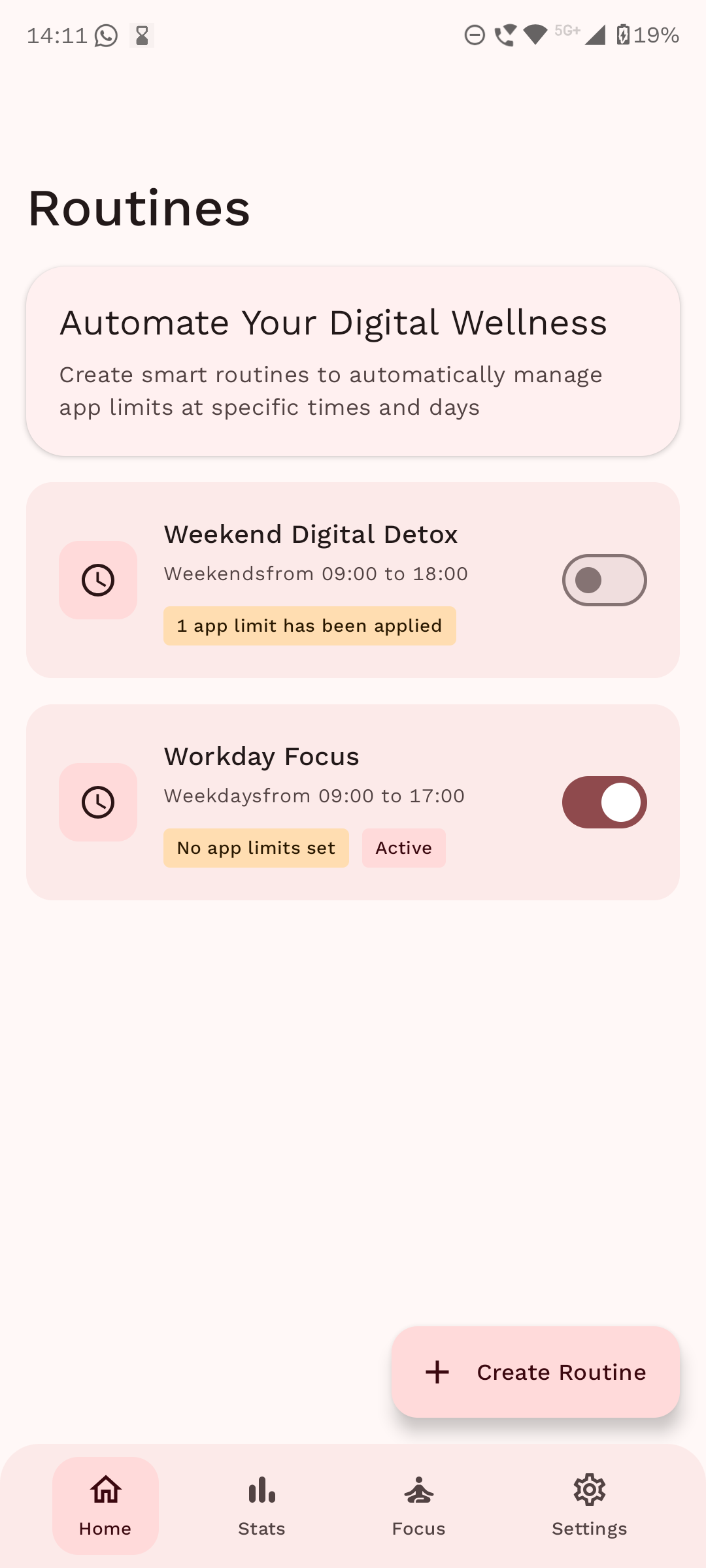 Focus mode session